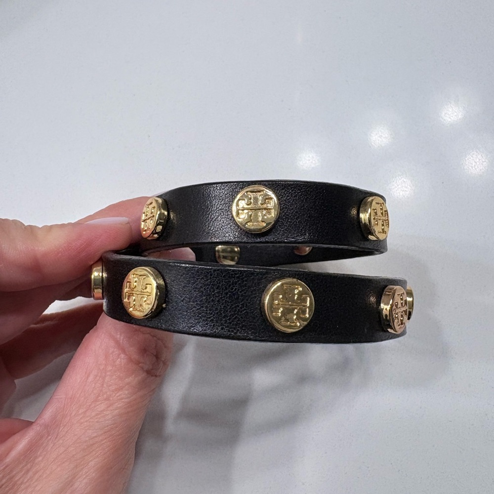 Tory Burch Black and Gold Cuff Bracelet